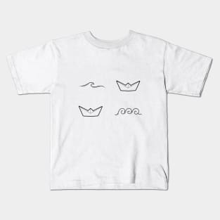 Paper Ship & Waves Kids T-Shirt